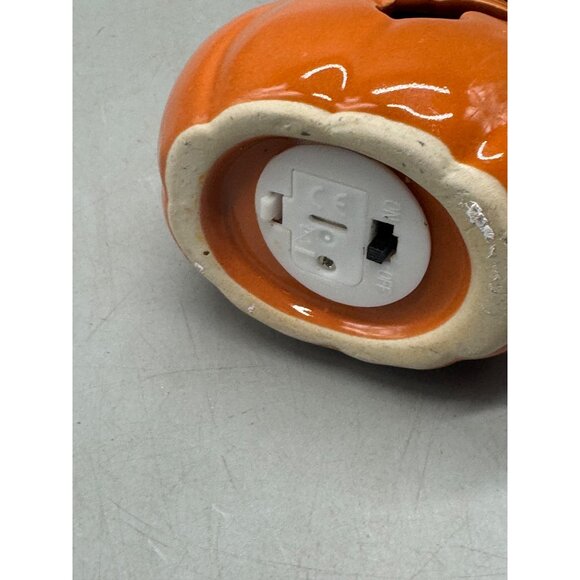 Halloween Pumpkin Ceramic light up battery operated decor Holder Hat 6x3.5" READ - Picture 6 of 7